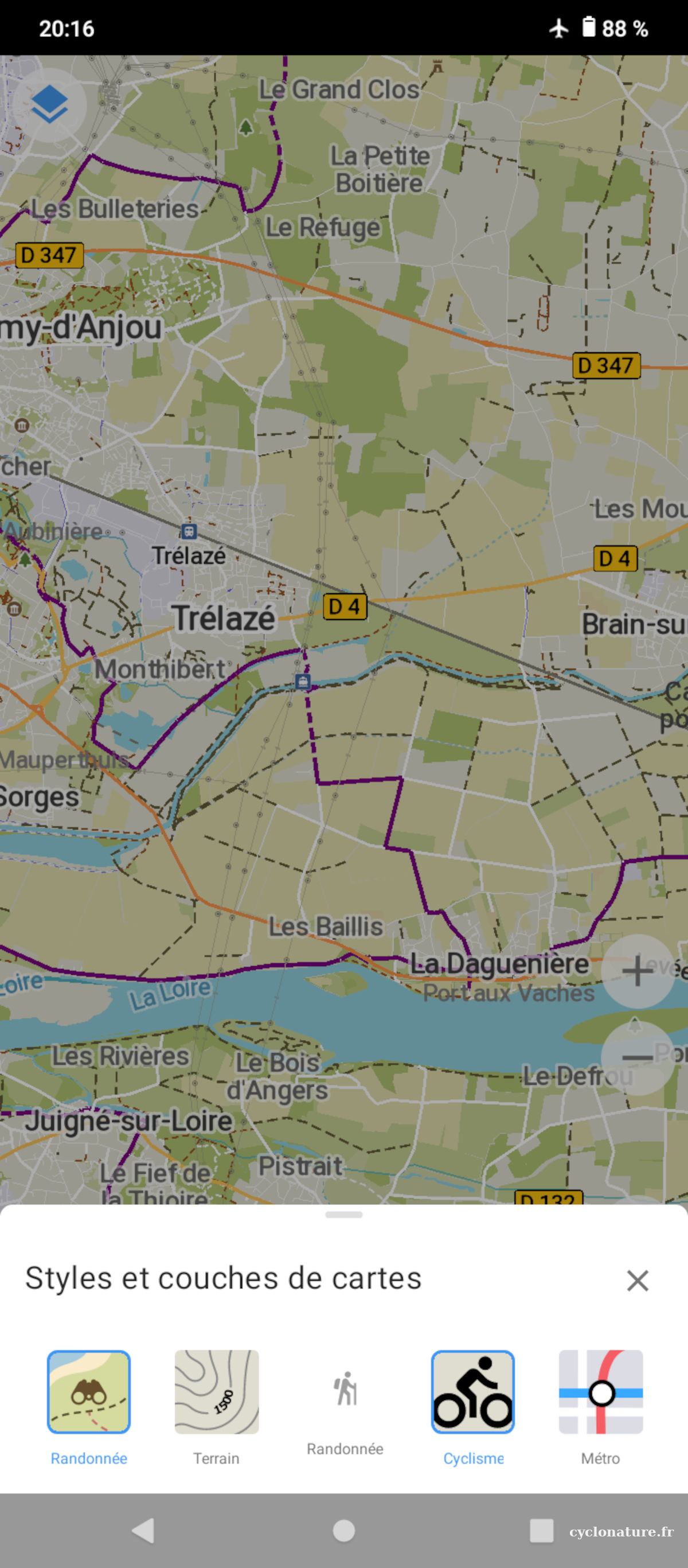 Itinéraires de randonnée et de vélo dans Organic Maps