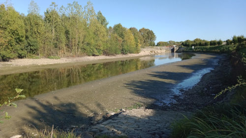 A vélo le long de la Mayenne en période d'écourues