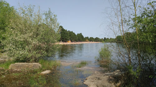 Première baignade de l'année au parc des Sablières à Ecouflant