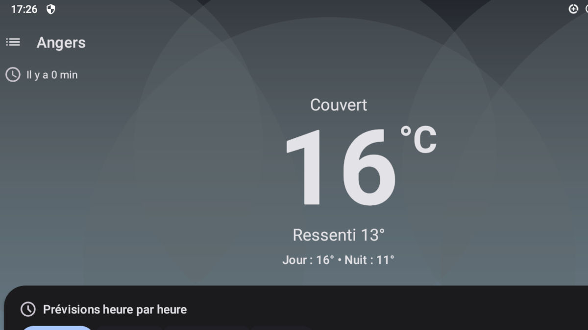 La météo à Angers via l'appli Breezy Weather