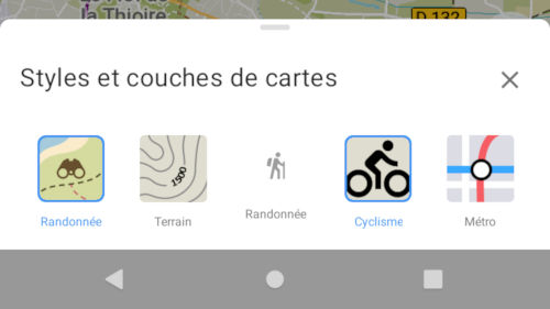 Les itinéraires vélo dans Organic Maps